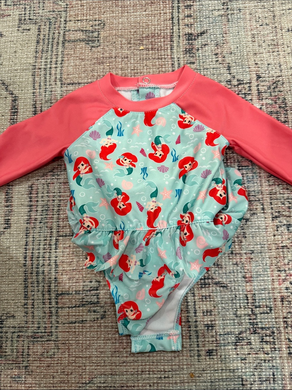 Disney Pink & Aqua Mermaid Rash Guard One-Piece